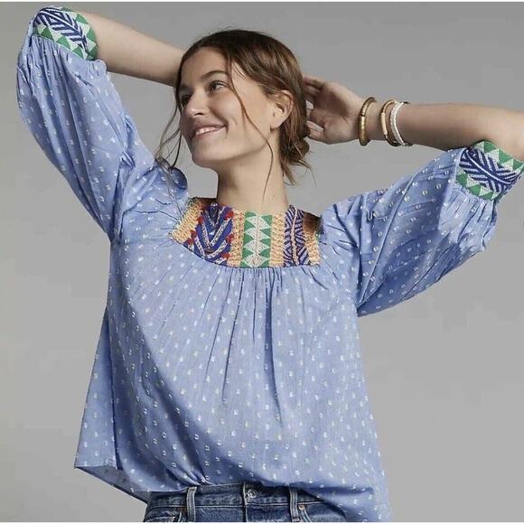 Verb by Pallavi Singhee Rhapsody Embroidered Blouse S Small Multicolor BOHO - Picture 1 of 15